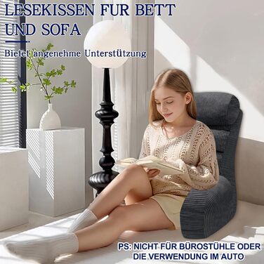 Підлогове крісло-мішок для читання та відпочинку, 65x30 см, сірий (Charcoal)