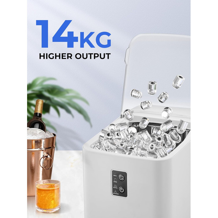 Машина для приготування льоду FOHERE: швидке приготування, 14 кг/24 год, 2 розміри, самоочищення, для кухні, офісу, бару, вечірки