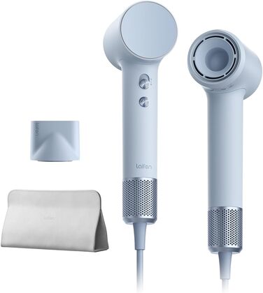 Laifen Mini-Haртрошок, іонний фен з безщітковим мотором 110 000 об/хв для швидкого сушіння, тихий високошвидкісний дорожній фен (Блакитний)