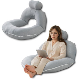 Підкова для читання INSEN: спинка для сидіння в ліжку, для читання, відпочинку, мам та дітей. Охолоджуюча підкова сірого кольору з охолоджуючими смугами