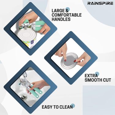 Відкривач консерв Rainspire: ручний, міцний, з гладким краєм, з відкривачем для пляшок, рожевий (м'ятно-зелений)