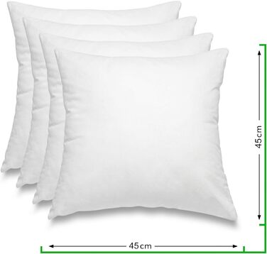 Набір з 4-х пір'яних подушок 45x45 см - 500 г oekoTex чохол білий I Внутрішня подушка (4 шт.)