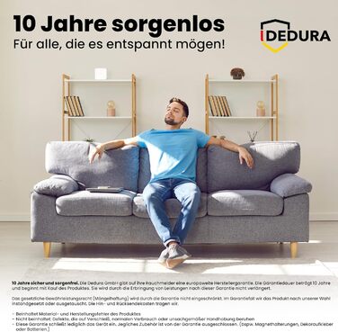 Набір димових сповіщувачів Rauchmelder (10 шт.) з 10-річною гарантією, сертифікований BSI за стандартом DIN EN14604, з 9V батареєю