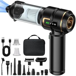 Акумуляторний ручний пилосос 4-в-1 для авто та дому з LCD-дисплеєм, потужність 28000Па, 3 режими роботи, бездротовий міні-пилосос від шерсті та пилу, чорний