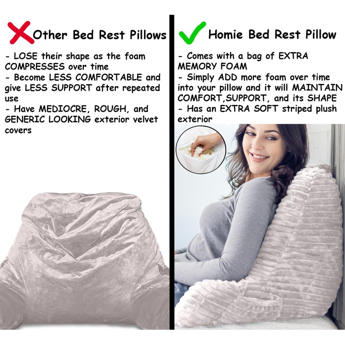 Подушка-гніздо Homie з підставкою для зап'ястя, підлокітниками та спинкою для відпочинку, читання, роботи за ноутбуком та перегляду телевізора (біла) Medium 43x76 см, білий колір