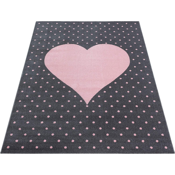 Дитячий килимок Heart Design Pink Runner - килимок з коротким ворсом Дитяча кімната для дівчаток і хлопчиків Easy Care Soft Pile - Ігровий килимок для передпокою Дитячий килимок Ігровий килимок Дитяча кімната (160 х 230 см, рожевий)