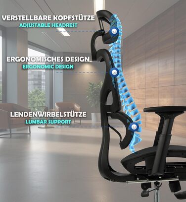 Офісний крісло Sesto Senso K80G Grey (1, Black) з підставкою для ніг, ергономічний, з регульованою спинкою та підлокітниками, для керівників