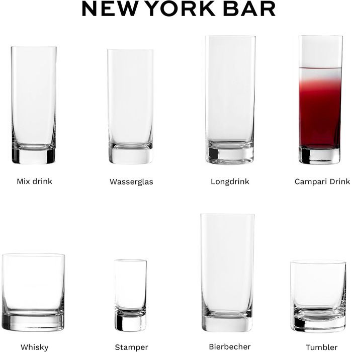 Набір склянок Longdrink Stölzle Lausitz New York Bar (6 шт., 320 мл) – Стильні склянки для коктейлів, води та соків, з кришталевого скла, стійкі до миття в посудомийній машині та ударів