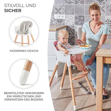 Дитячий стільчик Kinderkraft Sienna 2 в 1 сірого кольору, від 6 місяців до 4 років