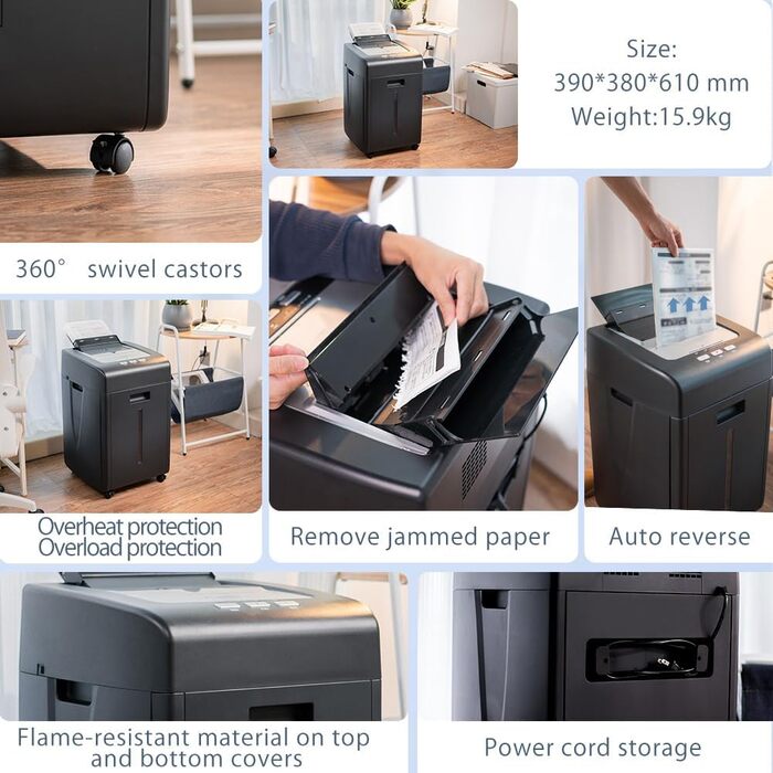 Автоматичний шредер для документів з мікрорізом: P-4 безпека, 200 аркушів, 25л контейнер, тихий, для дому, офісу, школи, бізнесу