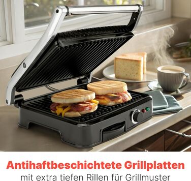 Контактний гриль Bomann KG 2242 CB | 2000W | антипригарне покриття | для приготування Паніні та контактного гриля