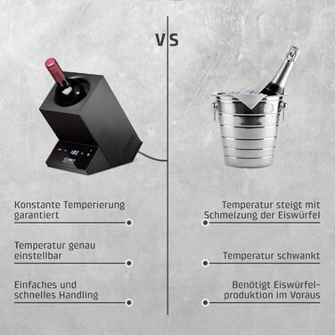 CASO WineCase One Black - Витримання вина: міні-холодильник для однієї пляшки, 5-18°C, діаметр до 9 см, сенсорне керування, чорне сталеве покриття