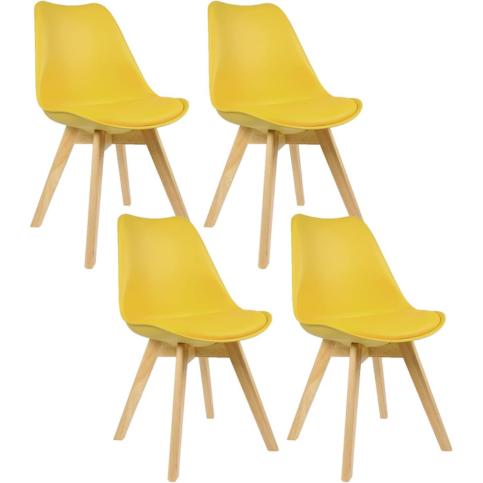 Стільці для їдальні WOLTU, скандинавський стиль, ретро дизайн, штучна шкіра, масивні дерев'яні ніжки, до 150 кг