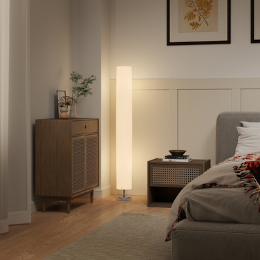 Стильна лампа для вітальні з абажуром з поліестеру, 2 патрони E27 для спальні, розміри 14 x 14 x 120 см