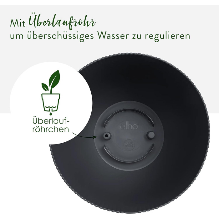 Квітчар Elho Sereh Rund 40 - горщик для дому та саду, перероблений пластик, Ø 39.0 x H 33.3 см, бежевий/антрацитовий