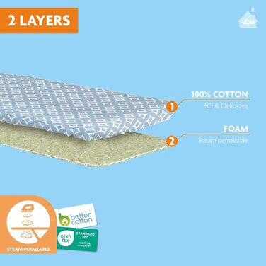 Чохол для стільця Bügetisch Comfort, універсальний розмір до 45x125 см, 100% бавовна з м'яким шаром, для комфортного прасування