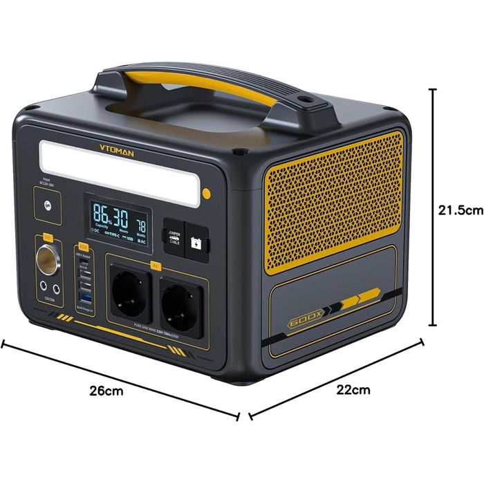 Портативна електростанція VTOMAN Jump 600X: 600W, 299Wh, LiFePO4, сонячний генератор, розширювана ємність