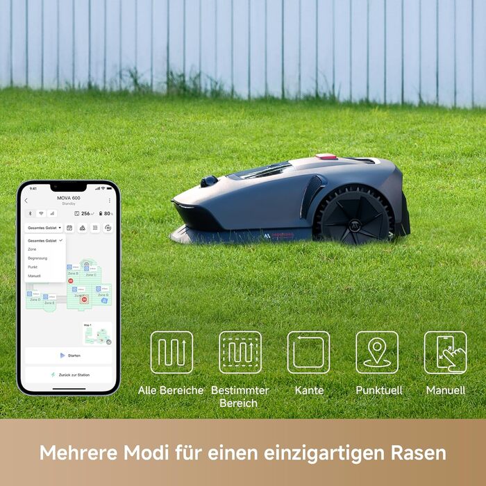 Робот-газонокосарка Dreame 3D LiDAR, бездротова, точне картування до 600 м², смарт-обхід перешкод, керування через додаток, U-подібне косіння, тихий режим, системи безпеки