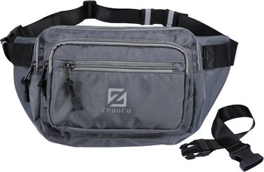 Поясна сумка Fanny Pack для жінок і чоловіків Поясна сумка водонепроникна з регульованим ремінцем з пряжкою для вигулу собак, бігу, піших прогулянок, бігу - (сірий)