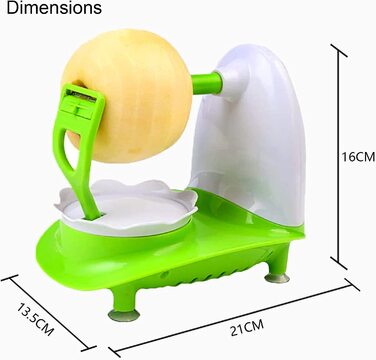Машина для очищення яблук doepeBAE з лезом з нержавіючої сталі, машина для очищення яблук з 8-клиновим ріжучим пристроєм, машина для очищення яблук з кривошипно-шатунним пристроєм для видалення шкірки і змінним лезом (зелений)