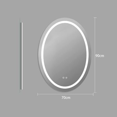 LED дзеркало для ванної кімнати 60x80 см з підсвічуванням, 3 кольори, регулювання яскравості, антизапар, сенсорне керування