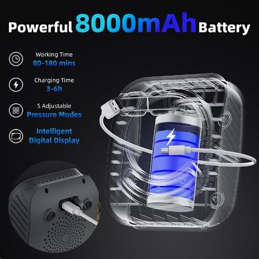 Митрікс Душ для кемпінгу портативний, 8000mAh з індикатором температури, 20л розкладний відро, для кемпінгу, подорожей, миття тварин, автомийки (сірий)