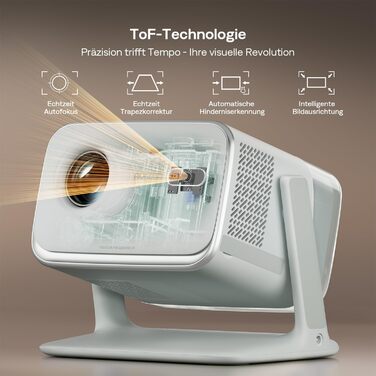 Aurzen Boom Mini 4-в-1 Smart Beamer: проєктор 4K з Google TV, аудіо Dolby 20W, Wi-Fi, Bluetooth, автофокус, корекція трапеції (зелений)