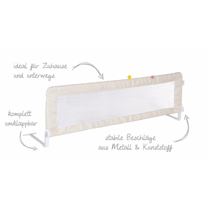 Захисний бортик для ліжка Roba Klipp-Klapp 100 бежевий 100x40 см - бортик для дитячого ліжечка, складаний, захист від випадання для немовлят та дітей