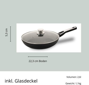 Плазмова сковорода Genius Cerafit 28 см скляна кришка-жаростійка керамічна сковорода з антипригарним покриттям, стійким до подряпин / Індукційна