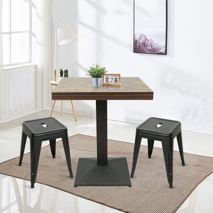 Стол кухонний Homewell квадратний на одній ніжці, 60x60x75 см, коричневий (вінтажний дизайн годинника), для 4 осіб