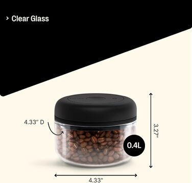 Контейнер для кави та продуктів з вакуумним насосом, герметична кришка, 1,2 л (0,4 л, скляний)