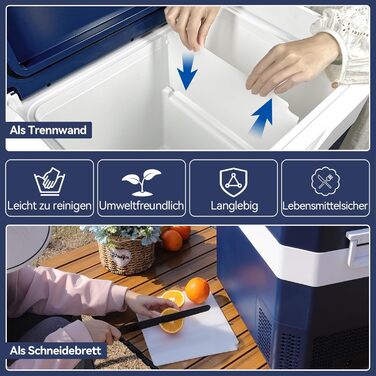 Автохолодильник BINGI 18л портативний 12/24V, 230V з функцією морозильника (-18°C до 15°C) для авто, кемпінгу, дому (синьо-білий)