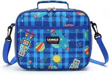 Дитяча сумка для ланчу, сумка для дітей, шкільна сумка для пікніка для хлопчиків і дівчаток, ізольована сумка для кемпінгу, регульований плечовий ремінь (Blue A)