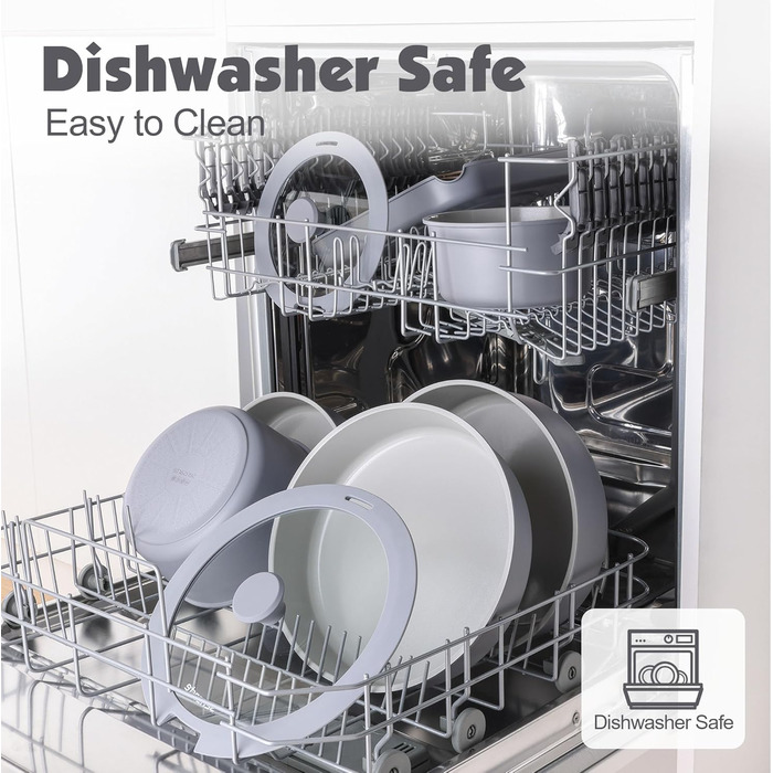 Набір каструль SENSARTE з керамічним покриттям (17 предметів), антипригарне, для всіх плит, безпечне, сумісне з посудомийною машиною та духовкою