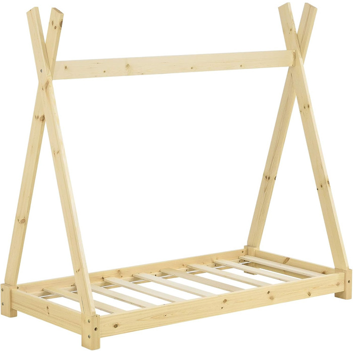 Ліжко дитяче Onejda від en.casa, Tipi-дизайн, 80x160 см, сосна, білий колір