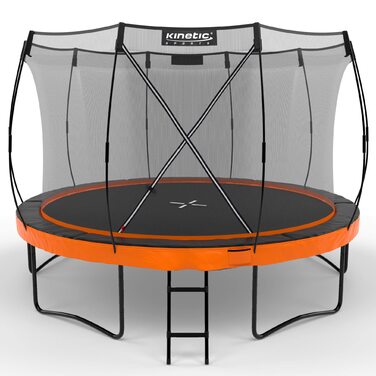 Батут KINETIC SPORTS Ultimate Pro Ø 366 см для дітей з драбиною та захисною сіткою - чорний/помаранчевий
