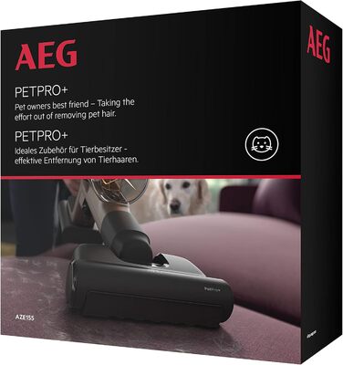 Насадка для шерсті домашніх тварин AEG AZE155 PetPro (ефективне видалення шерсті домашніх тварин на диванах та оббивці, для дому та автомобіля, глибоке прибирання, покращена продуктивність, підходить для акумуляторного пилососа AEG 8000, чорний)