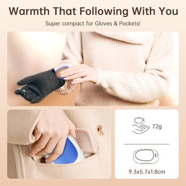 Jonwall Електричні грілки для рук, 2 шт., USB, багаторазові, портативні, 3 режими нагріву, для кемпінгу, полювання, гольфу, подарунок для жінок та чоловіків (блакитний)