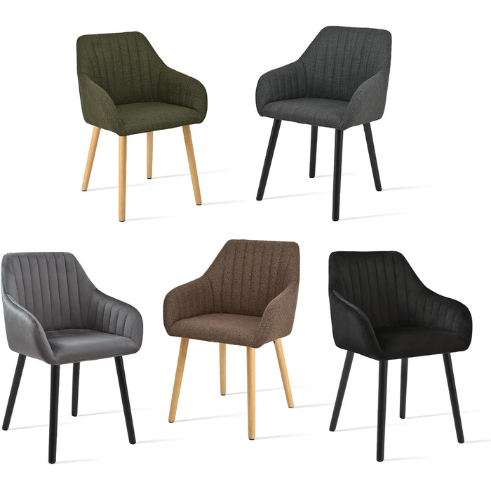 Крісло для обідньої зони з підлокітниками, бежеве, на дерев'яних ніжках, з м'яким сидінням (4 шт., коричневий поліестер)