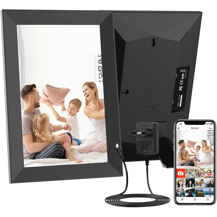 Цифровий фоторамка Hiyyaa з Wi-Fi, 10.1 дюйма, 32GB, IPS LCD сенсорний екран, Frameo App для обміну фото та відео