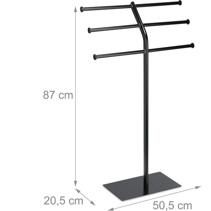 Рушникосушка, 3 полюси, окремостоячі, праска, HBT 87x50.5x20.5 см, чорний