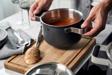 Набір посуду ZWILLING PURE, 5 предметів, з нержавіючої сталі 18/10, керамічне покриття, Stay-Cool ручки, придатний для миття в посудомийній машині (антрацитово-сірий)