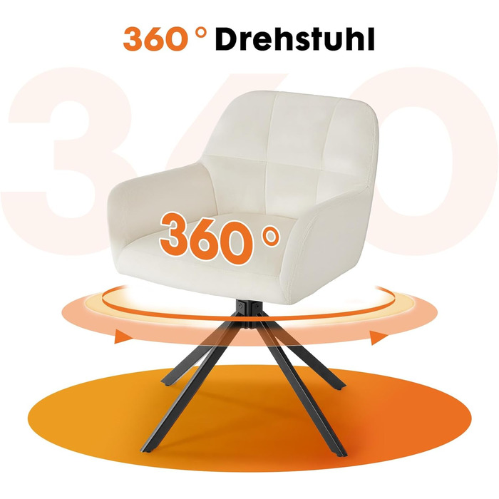 Набір з 4-х м'яких крісел Sweetcrispy для вітальні, кухні та робочого кабінету, з м'якою оббивкою з велюру, поворотні, з металевими ніжками, до 120 кг, зелені (бежеві)