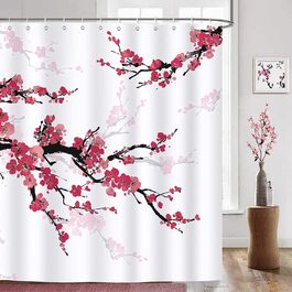 Штора для душу Bonhause Cherry Blossoms 180x200 см Водонепроникний поліестер з 12 гачками