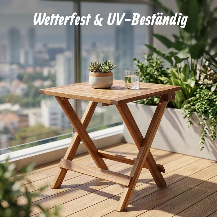 Стіл-трансформер квадратної форми Relaxdays з акацієвого дерева