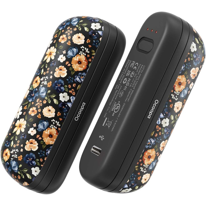 OCOOPA Грілки для рук UT2S Mini, 5200mAh, 2 шт. - Магнітні електричні грілки для рук, багаторазові, для кемпінгу та активного відпочинку, подарунок для жінок та чоловіків (Жовта квітка)