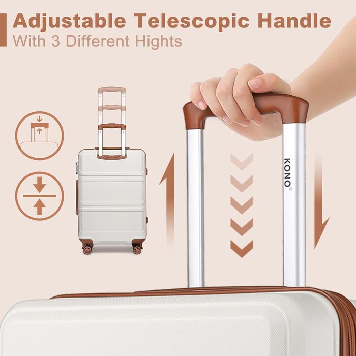 Чемодан середнього розміру KONO 24 дюйми з ABS, TSA-замком та 4 колесами (65×44×25.5 см)