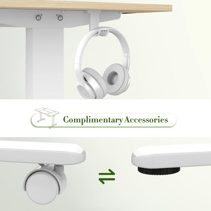 Електричний регульований стіл JUMMICO 160x80 см з зарядкою, комп'ютерний стіл з кабелеуправлінням, ергономічний стіл для сидіння та стояння, білий (бежевий)