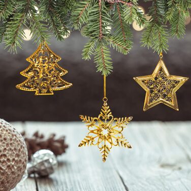 Різдвяні підвіски,  9 шт. Різдвяні підвіски золота ялинка зірка Сніжинка різдвяні прикраси Подарункові підвіски ялинкові прикраси Різдвяний подарунок