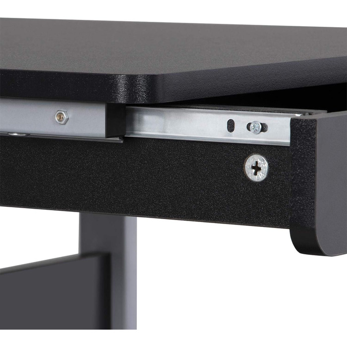 Письмовий стіл Yaheetech, Комп'ютерний стіл на коліщатках, Офісний стіл з лотком для клавіатури та відкритим відділенням, Промисловий дизайн, 56 x 51 x 79 см, для домашнього офісу, навчання, (чорний)
